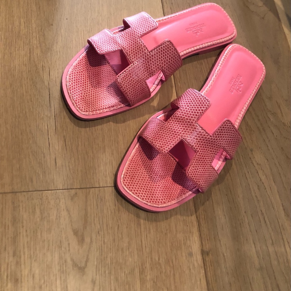 SOLD-Hermes Oran Lizard sandals 37